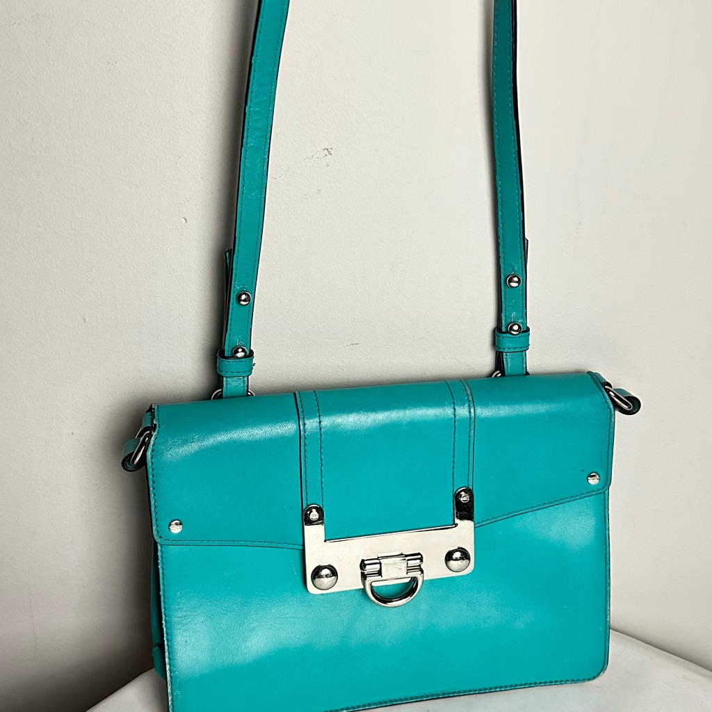 Milly Blue Crossbody Bag With Silver Hardware